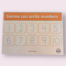 Load image into Gallery viewer, PERSONALISED Numbers 1-10 wipe clean learning mat