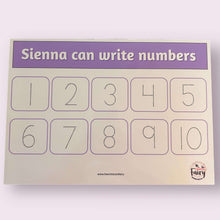 Load image into Gallery viewer, PERSONALISED Numbers 1-10 wipe clean learning mat