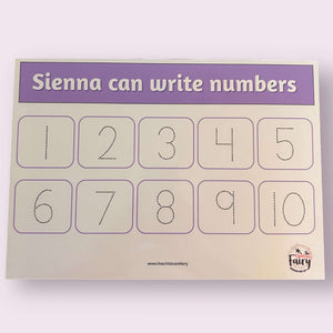 PERSONALISED Numbers 1-10 wipe clean learning mat