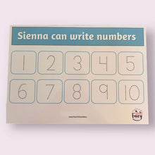 Load image into Gallery viewer, PERSONALISED Numbers 1-10 wipe clean learning mat