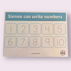 PERSONALISED Numbers 1-10 wipe clean learning mat