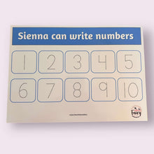 Load image into Gallery viewer, PERSONALISED Numbers 1-10 wipe clean learning mat