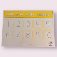 Load image into Gallery viewer, PERSONALISED Numbers 1-10 wipe clean learning mat