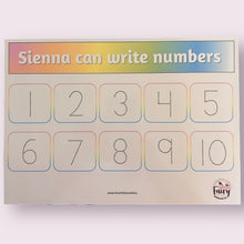 Load image into Gallery viewer, PERSONALISED Numbers 1-10 wipe clean learning mat