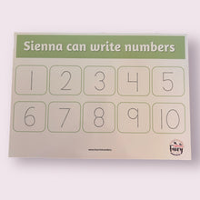 Load image into Gallery viewer, PERSONALISED Numbers 1-10 wipe clean learning mat