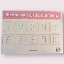 Load image into Gallery viewer, PERSONALISED Numbers 1-10 wipe clean learning mat