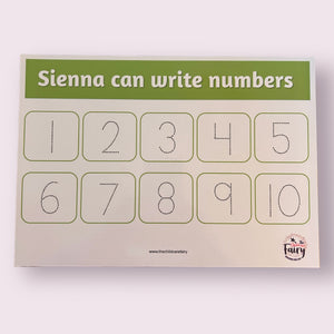 PERSONALISED Numbers 1-10 wipe clean learning mat